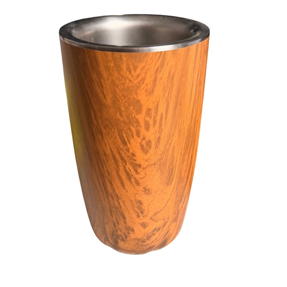 Swell Wood Grain Ice Wine Chiller Brown Faux Wood Insulated Travel Outdoor Gorp